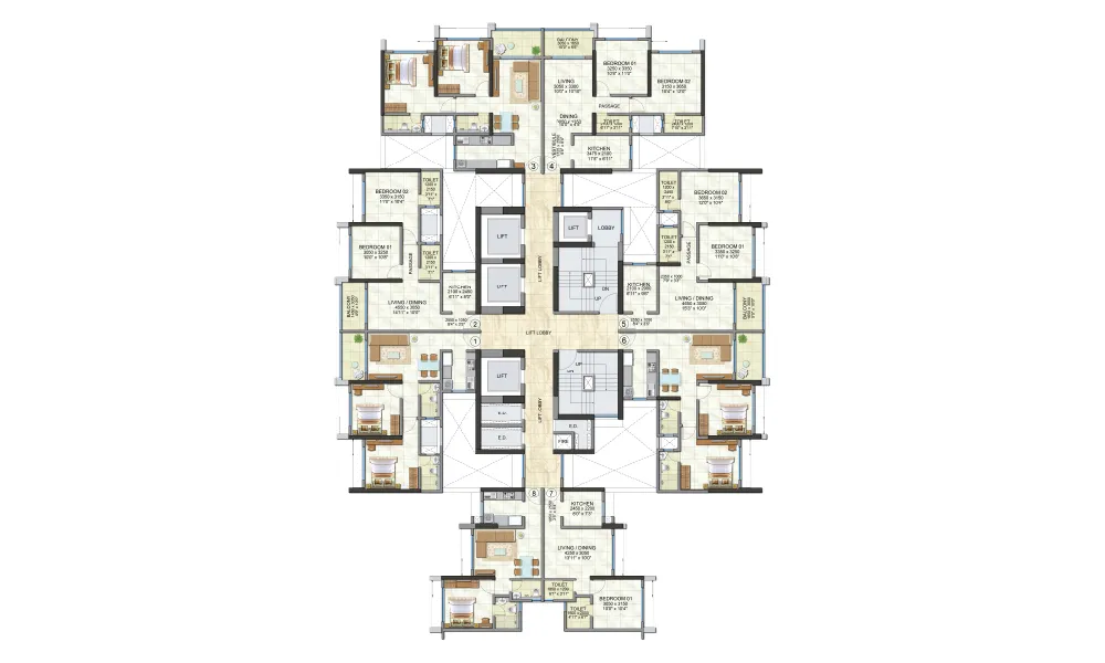 2 BHK Homes with Deck Floor Plan
